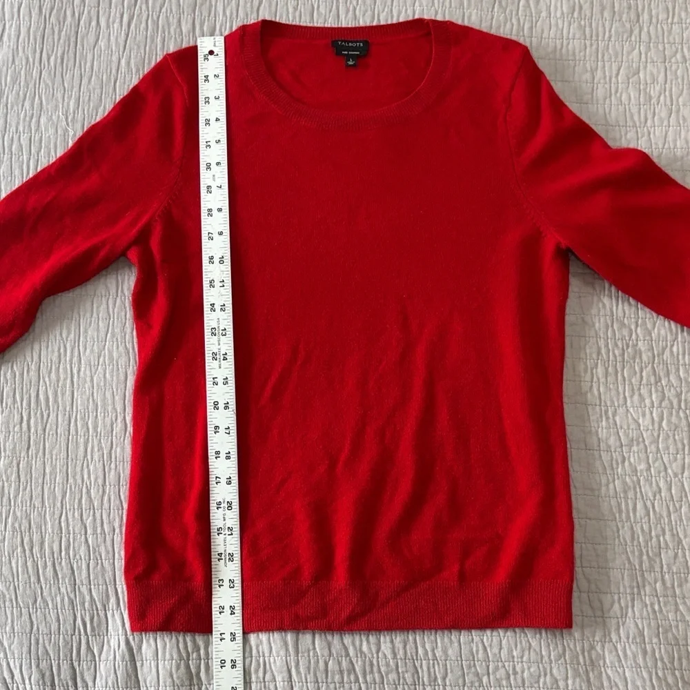 Talbots Red 100% Pure Cashmere Crewneck Long Sleeve Sweater - Large